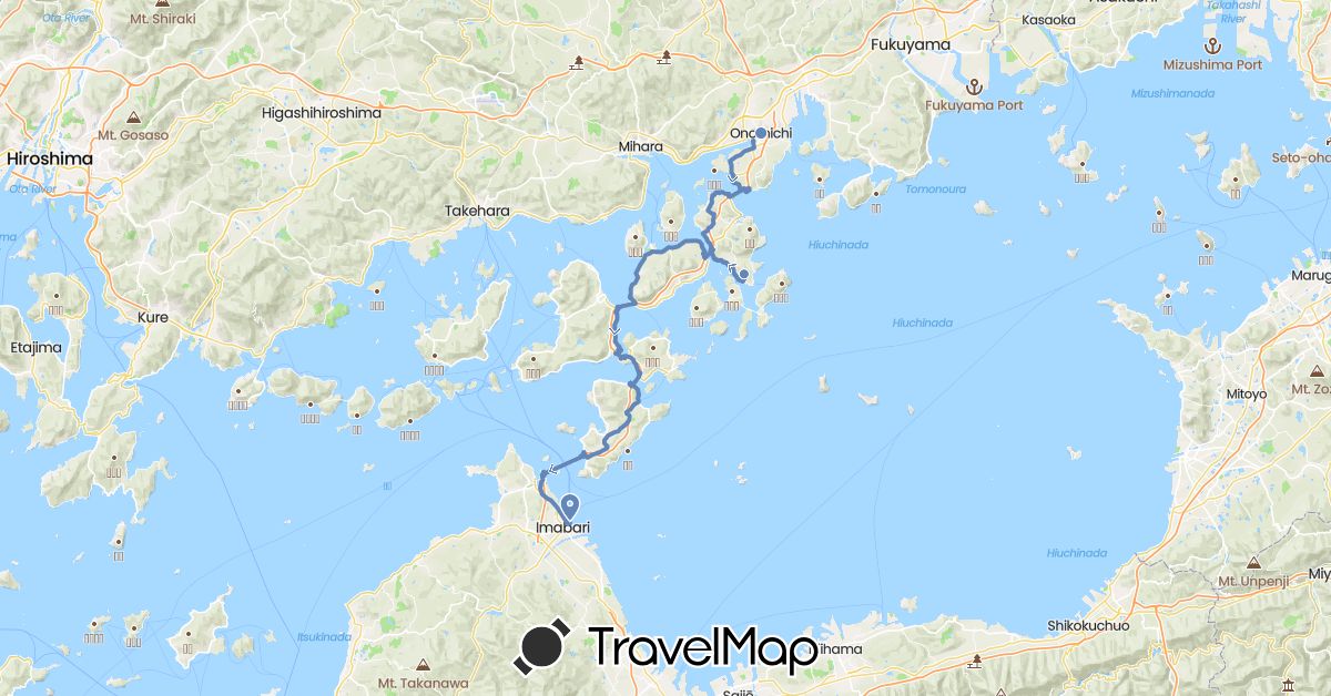 TravelMap itinerary: driving, cycling in Japan (Asia)